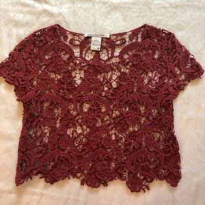 American Rag: Burgundy Crochet Top